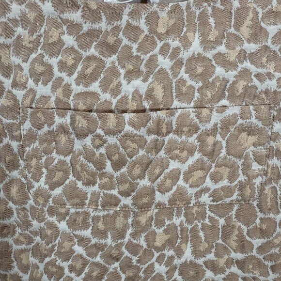Storia Leopard Print Jacquard Overall Mini Dress Women's Large Beige Boho NWOT - Picture 6 of 10
